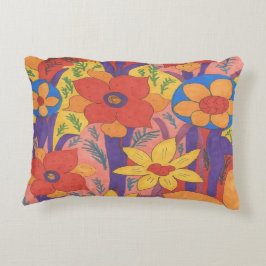 Djärvt bohemiskt orangeträdgårdtryck prydnadskudde