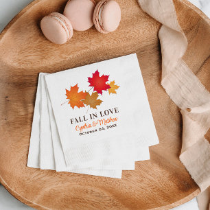Djärvt Fall i Kärlek Färgrik Lövbröllop Pappersservett