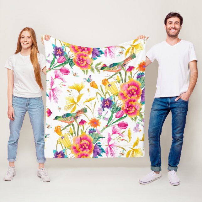 Djärvt färgrikt sommartryck fleecefilt (På plats)