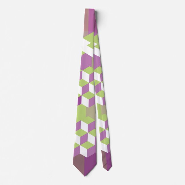 Djärvt geometriskt kubdesign slips (Framsida)