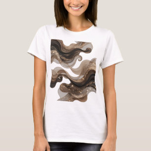 Djärvt Guld ABSTRAKT KONST Konstnärligt Motiv T Shirt