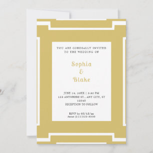 Djärvt guld och vitt Art Deco bröllop Inbjudningar