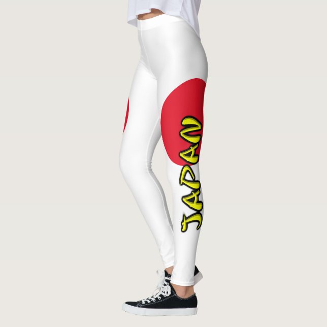 Djärvt Japanskt Flaggmotiv Leggings (Vänster)