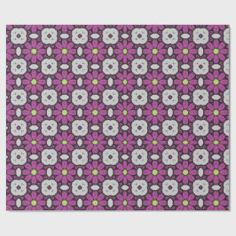 Djärvt & konstnärligt lila blomster mosaikmönster presentpapper