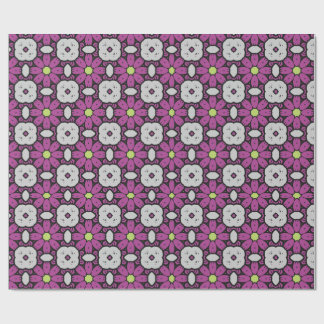 Djärvt & konstnärligt lila blomster mosaikmönster presentpapper