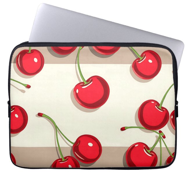 Djärvt körsbärsmönster Retro sommarvibbar Laptop Fodral (Framsidan)