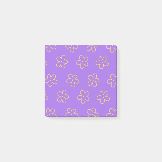 Djärvt lila fantasifullt blommönster feminint post-it block (Framsida)