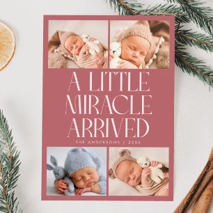 Djärvt litet mirakel Xmas rosa födelsefoto Meddelande