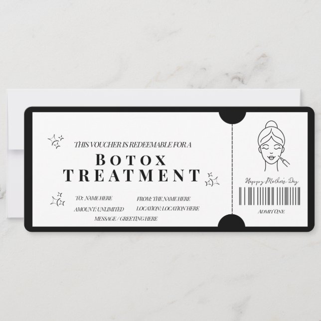 Djärvt minimalistiskt Botox-behandlingkupong  inbj Inbjudningar (Framsida)