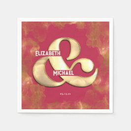 Djärvt Modernt Elegant Guld Rosa Magenta Bröllop Pappersservett