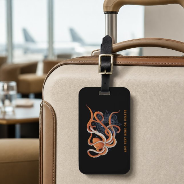 Djärvt Orange Förtrollande Bläckfisk Mandala  Bagagebricka (Skapare uppladdad)