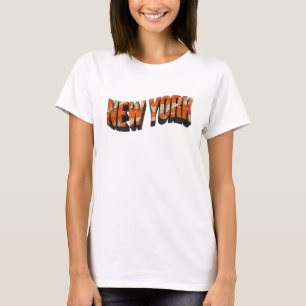 Djärvt Orange NEW YORK Konstnärligt Motiv T Shirt