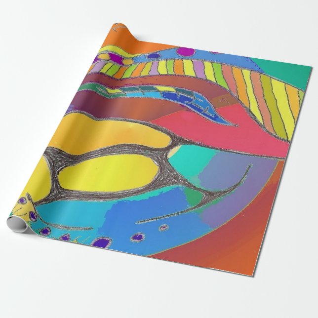 Djärvt organiskt designlinne som slår in papper presentpapper (Utrullad)