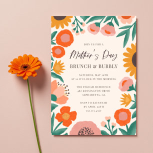 Djärvt ramverk för vildblommor Mors dag Brunch Inbjudningar