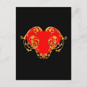 Djärvt Romantiskt Valentinsdag Rött Goth Hjärta    Vykort