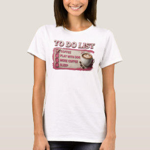 Djärvt Rosa KAFÉ LEK MED HUND Konstnärligt Motiv T Shirt