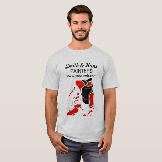 Djärvt rött målar husmålare målar borstar stänk t shirt (Hel framsida)