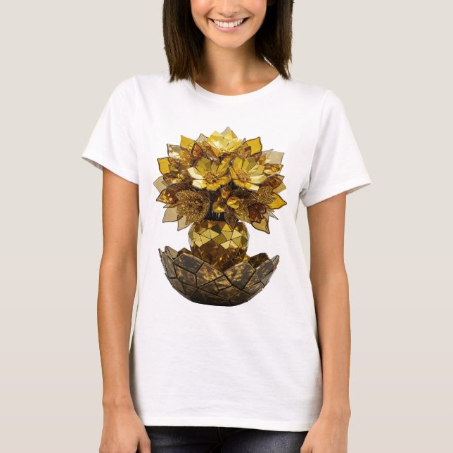 Djärvt Silver ABSTRAKT KONST Design T Shirt (Framsida)