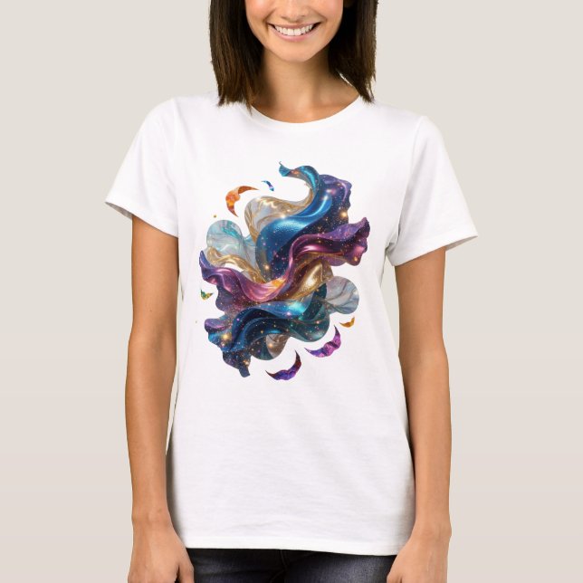 Djärvt Silver ABSTRAKT KONST Modetråk v2 T Shirt (Framsida)