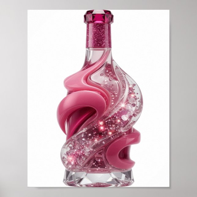 Djärvt Silver ABSTRAKT KONST Modeutskrift Poster (Framsidan)