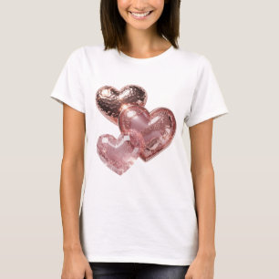 Djärvt Silver TRE HJÄRTAN Konstnärligt Motiv T Shirt