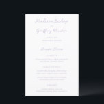 Djärvt skript Lilac Elegant Bröllopsmeny<br><div class="desc">Klassiska bröllopsmenyer med en enkel men elegant design med era namn i skript och era detaljer i seriffer.</div>