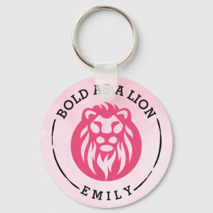 Djärvt som en lejona Keychain, lejon rosa Nyckelring