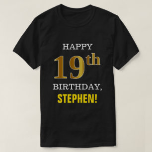 Djärvt svart, 19th födelsedag för Fauxguld med T Shirt