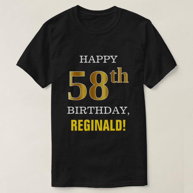Djärvt svart, 58th födelsedag för Fauxguld med den T Shirt (Design framsida)