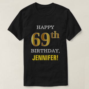 Djärvt svart, 69th födelsedag för Fauxguld med T Shirt