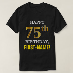 Djärvt svart, guld- 75:efödelsedag för Faux med T Shirt