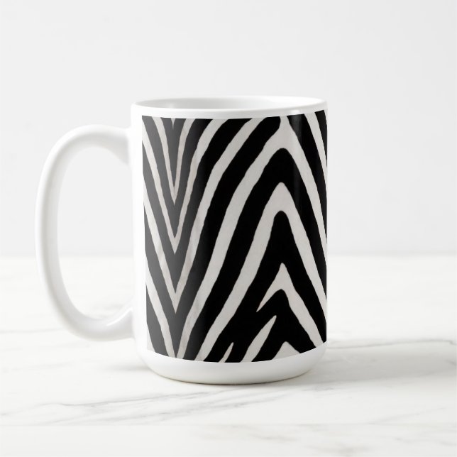 🖤 Djärvt svart vitt zebra modern stil 🖤 Kaffemugg (Vänster)