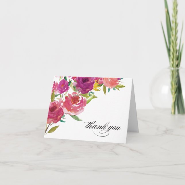 Djärvt Vattenfärg Blommig Tacksamhetskort Tack Kort (Framsida)