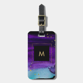 Djärvt vattenfärgstänk med guld- Lookbrytningar Bagagebricka