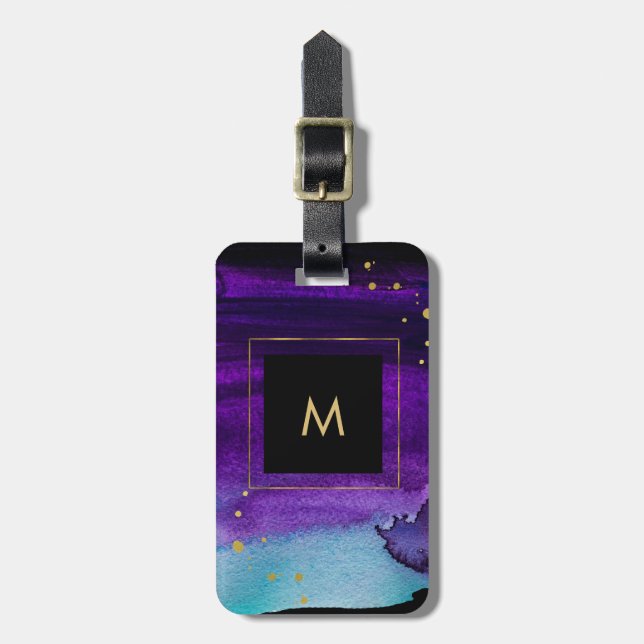 Djärvt vattenfärgstänk med guld- Lookbrytningar Bagagebricka (Vertikal Framsida)