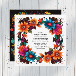 Djävlig Mexikansk Fiesta Blommig Par Duschar Inbjudningar