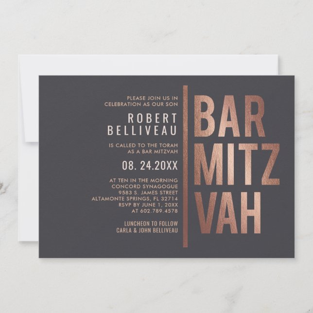 Djävlig och minimalistisk Bar Mitzvah Inbjudningar (Framsida)