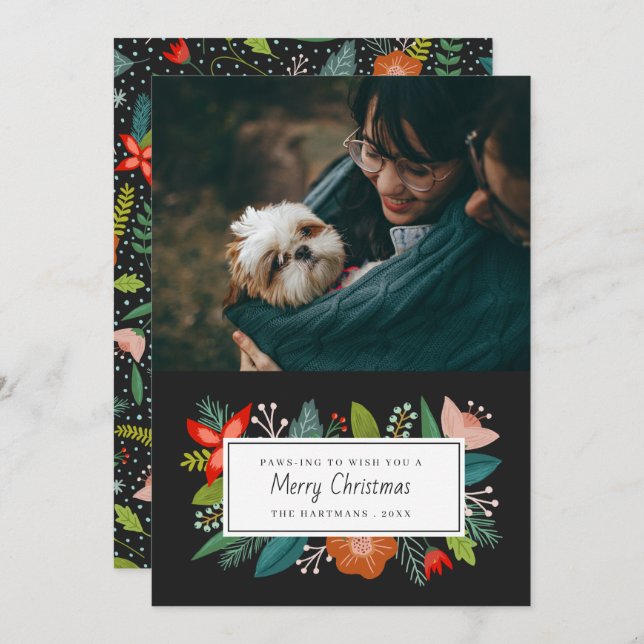 Djävlig Retro Citrus & Blommor | Foto Julkort (Fram/baksida)