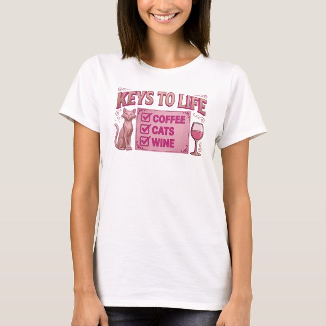 Djävlig Rosa Kaffe FÖRE VIN T Shirt (Framsida)