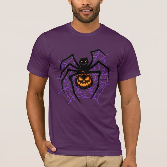 Djävul Ansikte Spindel Pumpa Tröja Halloween Webb  (Framsida)