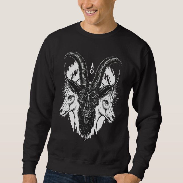 Djävul Baphomet Ockult Gothic Demon Lång Ärmad Tröja (Framsida)