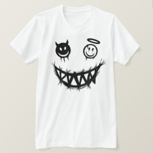 Djävul och ängel Smileys ansikte Grungy Monster Tä T Shirt