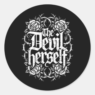 Djävul Retro Ockult Kvinnlig Gotisk Mörk Femininit Runt Klistermärke