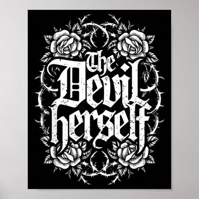 Djävul Retro Ockulta Kvinnor Gotisk Mörk Femininit Poster (Framsidan)