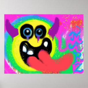 Djävul Rock N Roll Glad Emoji Graffiti Poster