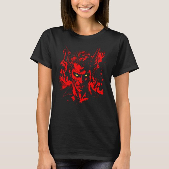 Djävul Röd Demon Lucifer T Shirt (Framsida)