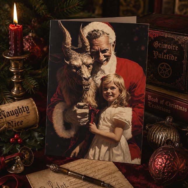 Djävul Tomte Gotisk Skräck Jul Julkort (Skapare uppladdad)