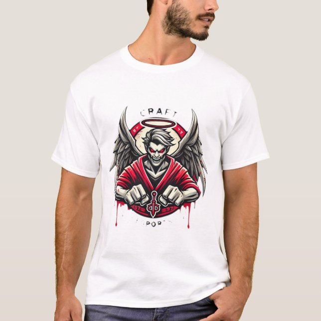 Djävulen Angel-Eagle Hybrid Emblem T Shirt (Framsida)