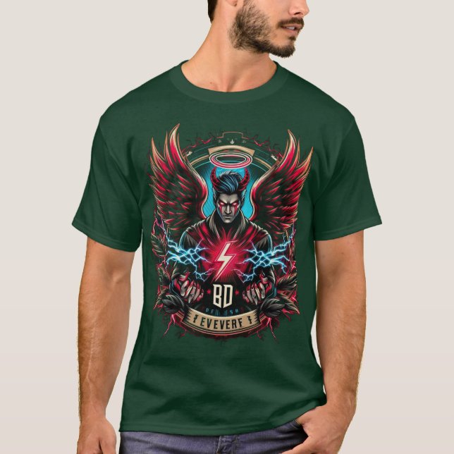 Djävulen Angel Esport Logotyp Design T Shirt (Framsida)