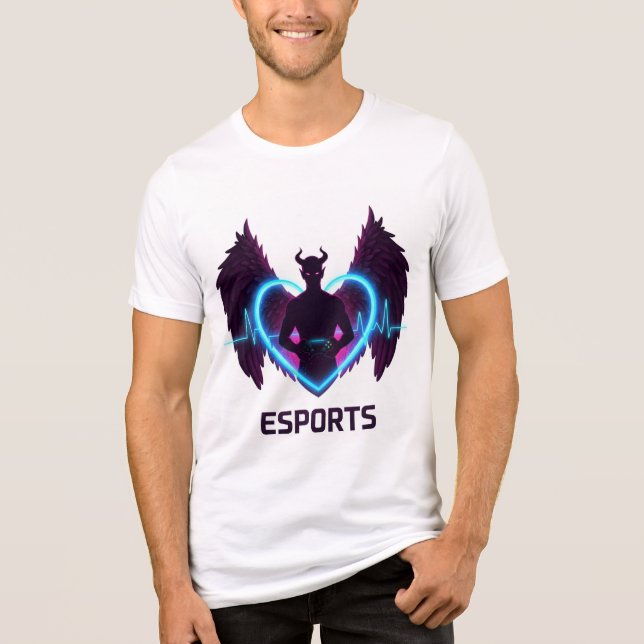 Djävulen Angel Gamer - Hjärtat i Esport T Shirt (Framsida)